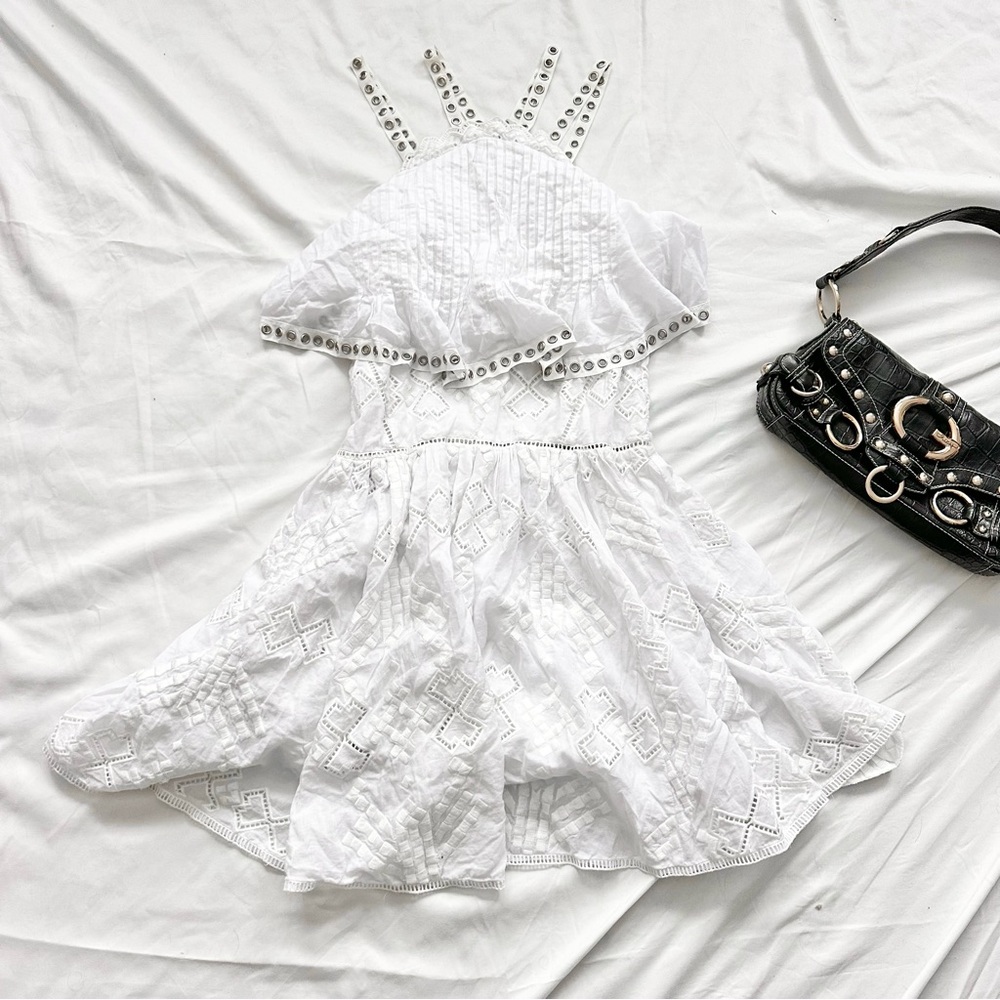 Rebecca Taylor White Dress with Silver Accents